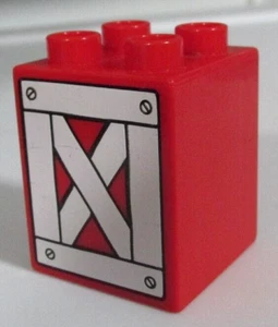 Lego Duplo Red Farm Fence Barn Door Printed Block Piece 2X2 OEM - Picture 1 of 1