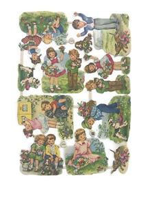 Media hoja troquelada vintage EAS Alemania imágenes completas obleas 3165 niños mascotas - Imagen 1 de 3