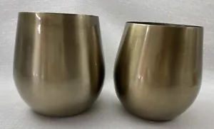 Set of 2 Stainless Steel Stemless Tumbler Wine Glass Mojito Moscow Mule 4" READ - Picture 1 of 6