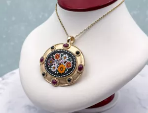 TAGLIAMONTE (SH207P)925SS/YGP Florentine Mosaic Garden Pendant*Miosotis*Reg.$600 - Picture 1 of 5