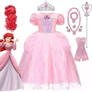 Girl Little Mermaid Ariel Princess Dress Cosplay Costumes Kids Dress Up Book Day - Picture 1 of 20