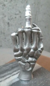 rare skeleton hand middle finger fuk you motorcycle hotrod car hood ornament - Picture 1 of 7