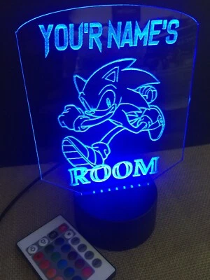 Светодиодная световая вывеска Sonic The Hedgehog многоцветный дисплей персонализированная спальня - Изображение 1 из 3