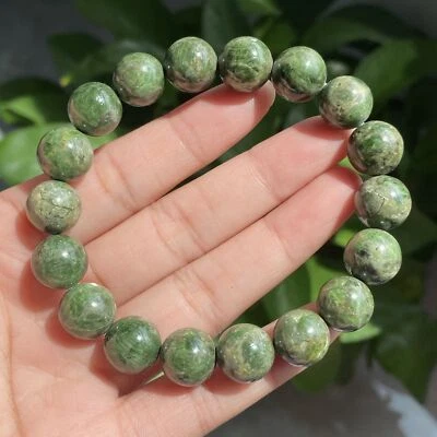 11.7mm Natural Green Diopside Quartz Crystal Gemstone Beads Bracelet 1188 - Image 1 of 4
