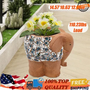 Animal Plant Pot Cute Elephant Shape Planter With Drainage Hole Flower Pot US - Picture 1 of 16