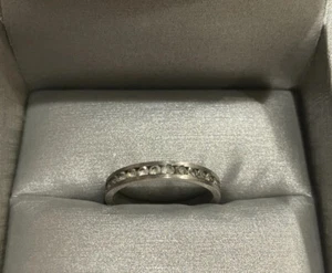 Anillo de plata esterlina circonita cúbica eternidad boda pavé racimo banda talla 7 - Imagen 1 de 5