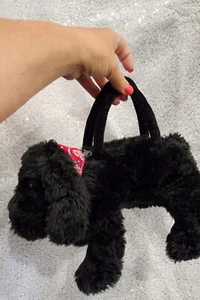 Black Poodle Dog Plush purse w/ red bandanna bag 13" - Picture 1 of 9
