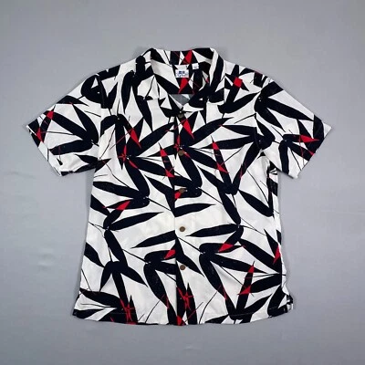 Uniqlo Boys Shirt Button Up 9 10 White Black Red Short Sleeve Rayon Japanese - Image 1 of 4