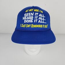 Vintage At My Age Gag Snapback Mesh Trucker Cap VTG 90s Funny Over The Hill Rope