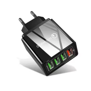 Black 4 Port USB Wall Charger USB Fast Quick Charge QC 3.0 Power Adapter Plug US - Picture 1 of 8