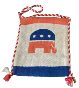 Bolso de Mano Tejido de Colección EE. UU. ELEFANTE REPUBLICANO Hecho Grecia ROJO/BLANCO/AZUL POLITI-BOLSO - Imagen 1 de 11