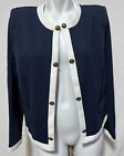 Tommy Hilfiger Women Large Navy Blue White Trim Open Jacket Blazer New NWT
