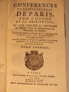Conférences Ecclésiastiques sur l'Usure et la Restitution Religion 1756 - Foto 1 di 5