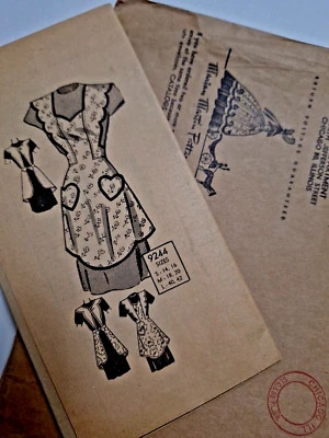 Apron S 14 16 Marian Martin 9244 Sewing Pattern Mail Order VTG 50's Heart Ruffle - Image 1 of 4