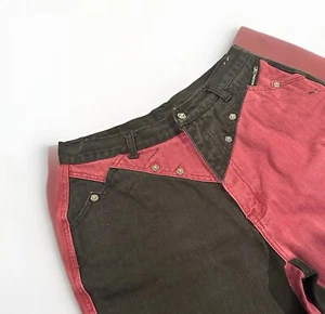 VTG 1990’s Western Ethics Womens Maroon & Black Denim Jeans Metal Bling Size 13 - Picture 1 of 5