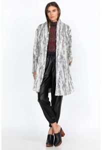 490$ JOHNNY WAS Cloud Kunstfell Jacke vorne offen Mantel mit Taschen L Seide gefüttert - Bild 1 von 8
