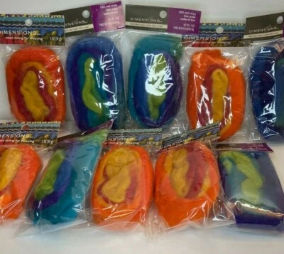 Dimensions FeltWorks Roving Wool Felt Needle Felting Blue Orange Purple Green - Image 1 of 4