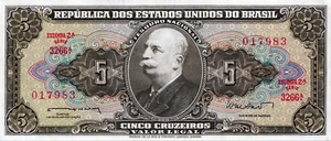 Brazil 5 Cruzeiros 1960s Pick # 176d UNC - Picture 1 of 3