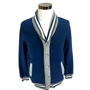 Carbon Blue Button Down Men's Medium Cardigan Striped Sweater - Picture 1 of 5