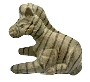 Vintage Large Wildwood Hand Carved Wood Zebra Figurine Sculpture MCM Fun - Picture 1 of 13