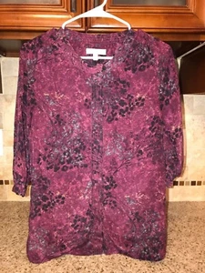 CAMISA ABSTRACTA BANANA REPUBLIC MUJER TALLA 4 CARRERA CON BOTONES EN MUY BUENA CONDICIÓN MARRÓN - Imagen 1 de 10