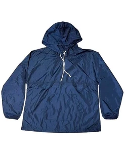 New Spirit Jersey Men's Lightweight Windbreaker XS Navy Hooded Pullover Jacket - Picture 1 of 6