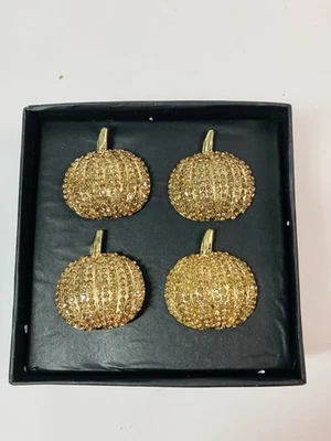 Juego de 4 servilletas de metal con diamantes de imitación con joyas de color dorado TAHARI CALABAZA Foto 1 de 4