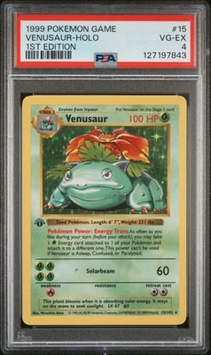 1999 Pokemon Base Set 1st Edition Holo Venusaur #15 /102 PSA 4 - Image 1 of 2