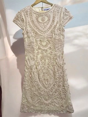 JS Collections Soutache Texture Light Blush Pink  Sheer Cap Sleeves Women’s Sz 2 - Image 1 of 4