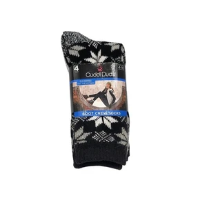 Cuddl Duds 4 Paia Calzini Stivali Crew Nero Grigio Bianco Morbidi Comodi - Foto 1 di 4