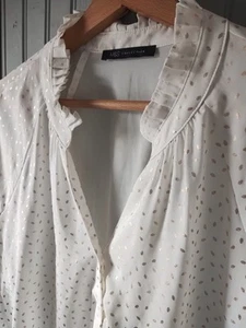 Blouse , M&S Collection, Size 16, Cream With Gold Oval Dots Design, - Picture 1 of 6