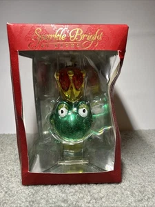 Sparkle Bright by Radko Blown Glass Frog Christmas Ornament 2012 Frog Prince  - Picture 1 of 7