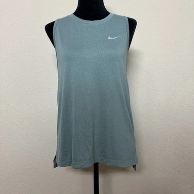 Nike Dri-FIT Running Tank Top Medium Green Breathable Mesh Racerback Shirt - Image 1 of 4