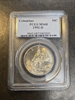 1992-D COLUMBUS  50c PCGS MS 68 MS68 Modern Commemorative Half Dollar CLAD UNC - Image 1 of 4