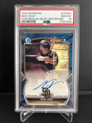 2023 Bowman Nick Vogt 1st Blue Crater Refractor Auto /150 PSA 10 - Image 1 of 2
