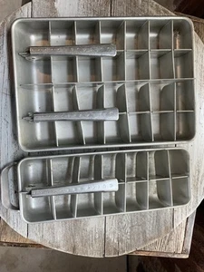 Vintage 1950s Quickube Metal Ice Tray Quick Cube Aluminum Vtg 1 dbl, 1 single - Picture 1 of 2