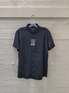 New Mizzen+Main Halyard Short Sleeve Dress Shirt Trim and Tall Navy Sz XL - Picture 1 of 7