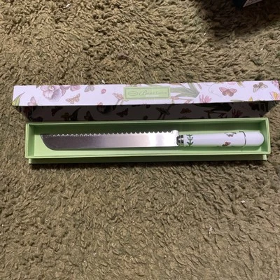 Cuchillo para pan de porcelana dentada de acero en S Portmeirion Botanic Garden nuevo en caja Foto 1 de 2