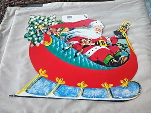 VTG H.M.S. #507 Die Cut Santa On Sleigh/ Reindeer, Presents And Tree Christmas - Picture 1 of 6
