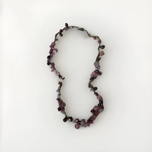 Ronit Nafshi Artisan Necklace Gold Rose And Purple Stones - Picture 1 of 2