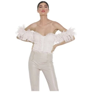 Relish top mezza manica con rouches rosa cipria articolo Elif RCP2303009005 NEW - Foto 1 di 1