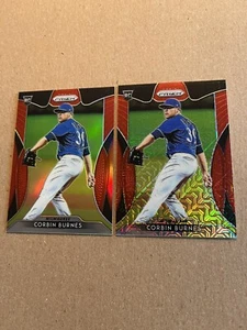 2019 Panini Prizm Corbin Burnes 2 Karten RC Lot rot Mojo Refraktor/299 + rot Prizm - Bild 1 von 2