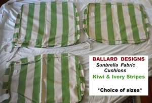 Fundas de cojín interiores/exteriores BALLARD DESIGNS rayas kiwi/marfil - ¡USADAS EN EXCELENTE ESTADO! *3 tamaños - Imagen 1 de 16