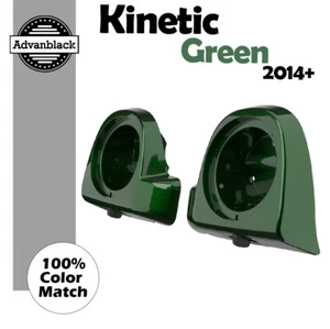 6.5" Speaker Pods Rushmore Lower Vented Fairings KINETIC GREEN For Harley 2014+ - Picture 1 of 5