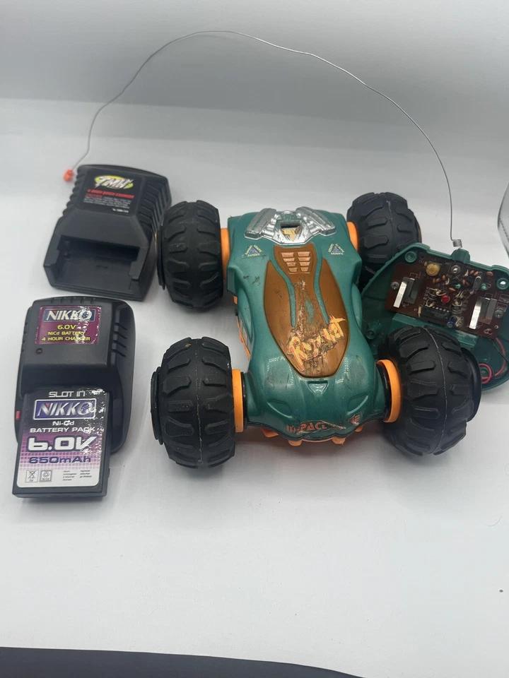 Vtg 1995 Kenner Tyco Ricochet 6v RC Stunt Car PARTs/Untested W/ Batteries - Image 1 of 4