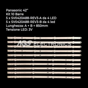 KIT 10 BARRAS DE TIRA PARA TV LED PANASONIC SV0420A88-REV3-A-4LED, TX42ASW504 - Picture 1 of 1