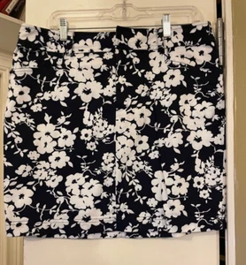 Chaps by Ralph Lauren Baumwollrock schwarz weiß Blumenmuster Gr. 12 - Bild 1 von 9