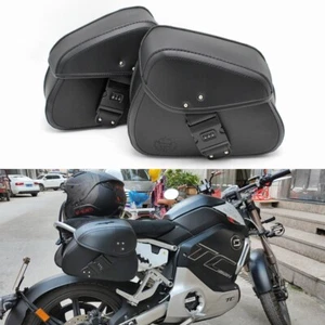Alforjas universales de cuero PU para motocicleta bolsa de herramientas lateral equipaje bolsa de sillín - Imagen 1 de 8