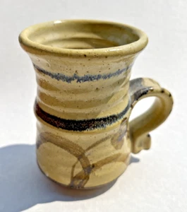Hand Thrown Studio Art Pottery Coffee/Tea Mug Blue/Brown/Tan Glaze Rustic Design - Picture 1 of 8