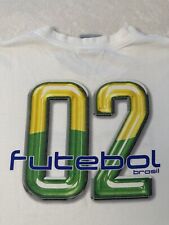 Vintage 2000s Y2K 2002 Nike Brasil Futebol Football Brazil Swoosh T-Shirt, L XL